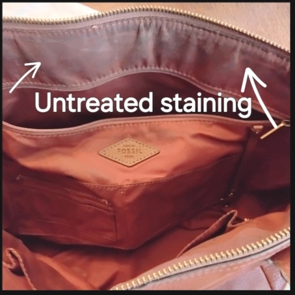 Fossil Brown Leather Tote Bag Purse Shopper - Picture 7 of 17